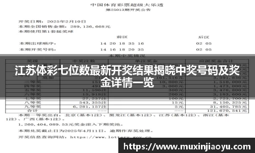 江苏体彩七位数最新开奖结果揭晓中奖号码及奖金详情一览